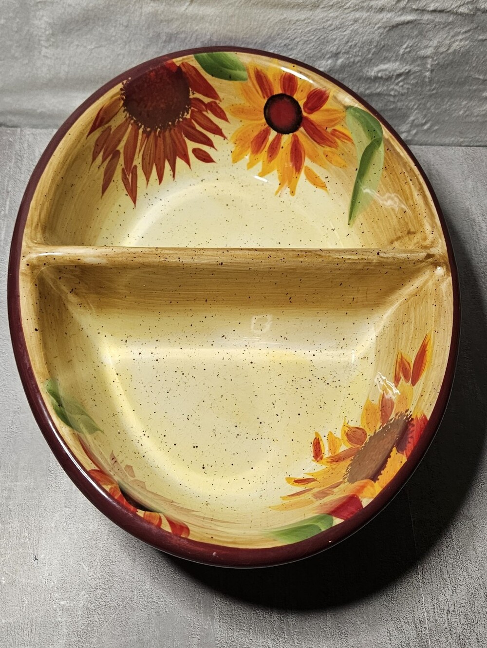Retired Vintage Pfaltzgraff "Evening Sun" divided vegetable/serving bowl